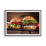 Affiche Poster 100x70cm Tableaux Image Américain hamburger nourriture barbecue