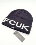 BNWT - FCUK Mens Core Soft Knit Beanie Hat Marine / White French Connection