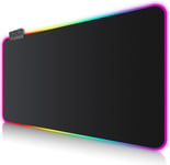 Tapis de Souris Gaming RGB xxL (900 x 400 mm), 14 Effets D'éclairage LED, Étanche, Antidérapant, Résistant à l'usure pour Gamer, Ordinateur, PC