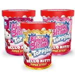 CRAZE Magic Slime Topping Hello Kitty - Set de 3 Slime Enfants Magic Kitty, en boîte de 3X 70 ML avec Paillettes & différents toppings - Set de Slime sûr & sans résidus