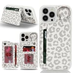 Ｈａｖａｙａ Coque pour iPhone 13 Pro Max avec Porte Carte Etui für iPhone 12 Pro Max avec Mousqueton Porte clé Porte Monnaie Femme Cuir Housse - Imprimé léopard Blanc