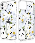 Coque Iphone 12 Mini Fleur Sauvage Blanche Motif Transparente Hybride Double Couche Arrière Rigide Pc + Antichoc Tpu Bumper Housse Iphone 12 Mini, 5.4 Pouces - Fleur Sauvage Blanche