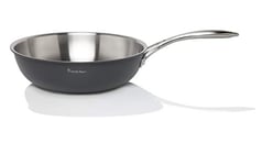 Stanley Rogers Poêle Wok Ø 28 cm BI-PLY PROFESSIONAL, Wok innovant en acier inoxydable, poêle avec poignée ergonomique, convient pour les ustensiles de cuisine en acier inoxydable (couleur argent)