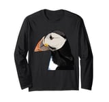 Puffin Auks Seabird Lunde alken Wildlife Animal Illustration Long Sleeve T-Shirt