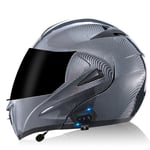 Bluetooth Casque Moto Modulable,Casques Intégral Flip-Up Modulables Homme et Femme,Adulte Casque de Moto Scooter avec Double Visière Protection de la Tête,ECE Homologué A,L