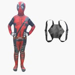 Deadpool Kostym Superhjälte Cosplay Kostymer Superhjälte Barn Bodysuit 3D Stil Halloween Cosplay Kostymer Svärd Väska 6 6 6 6 6 120CM