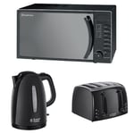 Russell Hobbs 17 L Digital Microwave with 1.7 L Textures Kettle and Textures 4 Slice Toaster Bundle - Black