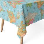 Martina Home Blue World Map Resin Tablecloth 300 x 140 cm