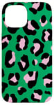 iPhone 15 Green and Pink Leopard Print Case