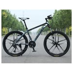 LHQ-HQ Outdoor sports MTB Front Suspension 30 Speed Gears Mountain Bike 26" 10 Spoke Wheel with Dual Oil Brakes And HighCarbon Steel Frame,Gray