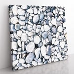 Pebbles Painting Modern Canvas Wall Art Print Ready to Hang, Framed Picture for Living Room Bedroom Home Office Décor, 50x50 cm (20x20 Inch)