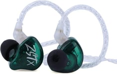 Kz Zst X 1Ba+1Dd Hybrid Dual Driver Hifi Ecouteurs Intra-Auriculaires Avec Cable Detachable A 2 Broches Plaque Argent Pour Audiophiles Musiciens(Sans Microphone,Vert)