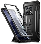 Poetic Revolution Coque compatible avec OnePlus 10 Pro 5G, protection d'écran intégrée avec identification d'empreintes digitales, coque de protection intégrale robuste et antichoc avec béquille, noir