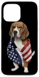 Coque pour iPhone 13 Pro Max Beagle Dog Patriot Wrap dans le drapeau des USA American Spirit