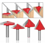 6Pcs Fraise à rainurer droit en v, 60° 90° 120°, queue de 8mm, Fraise à bois 3D en v Fraise à graver cnc