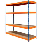 Rayonnage Garage S-Rax – Rangement Industriel Robuste & Ajustable 4 Étages 180 x 180 x 60cm – Capacité 300kg / étage – 100% sans boulons [Pieds en