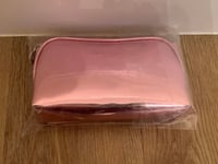 Salvatore Ferragamo Amo Medium Shiny Pink Make Up Cosmetics Pouch Bag Women BNWT