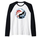 Koi Fish Yin and Yang Japanese Carp Zen Yoga For Women Men Raglan Baseball Tee