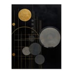 Wee Blue Coo Golden Soot Abstract Geometric Oil Painting Planet Orbits Vertical Solar System Extra Large XL Wall Art Poster Print