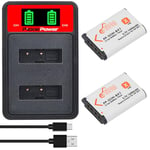 Pickle Power 2 Batteries NP-BX1 de 1600 mAh et Chargeur Double USB pour Sony DSC-RX1R, DSC-RX100 II, DSC-RX100M II, DSC-RX100 IV, DSC-RX100 V/VII, ZV-1, WX300, WX350, AS100V, AS300