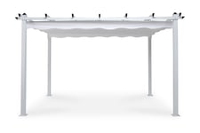 Pergola med Sammenleggbart Tak 395x295x245 - 2,95x3,95m Hvit Comfort Garden