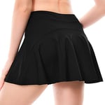 Jupe Short Femme avec Poche, Jupe de Tennis Femme, 2 en 1 Elastique Plissée Jupe Short de Golf Sport Casual Mini Skirt Skorts (Noir,L)