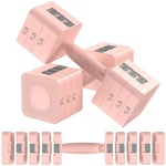 Adjustable Dumbbells Set of 2, Hand Weights Sets with 5 Levels 3.3lb, 5.5lb, 7.7lb, 9.9lb, 12.1lb, Adjustable Weight Dumbbells with Security Lock for Women/Men Home Gym Full Body Workout (Pink)