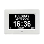 Cyslmuk - Blanc horloge calendrier numérique One Piece 7 pouces avec date et heure, horloge Alzheimer pour parents, rappel de médicaments pour