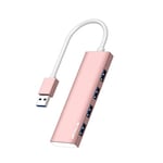 ANYPLUS Hub USB 3.0 en Alliage d'aluminium Ultra Fin, répartiteur USB Portable à 4 Ports, hub USB pour Ordinateur Portable, PC, MacBook, iMac, Surface Pro, Mac Pro, clé USB, XPS 【Rose】