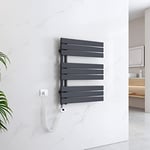 EMKE Sèche-Serviettes Électrique avec élément Chauffant Thermostat, Sèche-Serviettes électrique Panneau avec Baguette chauffante avec minuterie, Anthracite 762x600mm 400W