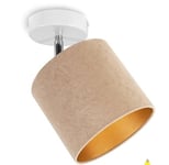 Light-Home Luminaires Intérieur - Plafonnier Salon Milan Collecte - Moderne Lustre pour Chambre, Salon, Cuisine - Applique 1-Lumières en Métal et en Tissu - Diamètre 15cm - Beige avec Blanc