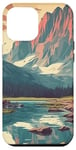 Coque pour iPhone 12 Pro Max Rocky Mountain Lake Vintage Paysage graphique