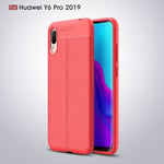 Huawei Y6 Pro 2019      Leather Texture Case    Red