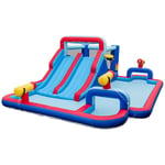 Toboggan gonflable 6 en 1 avec Doubles Toboggans Aquatiques et Piscine Charge 135kg pour 3 Enfants 3-5 Ans CW86326