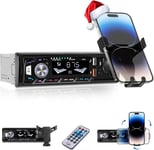 Autoradio Bluetooth 1 Din avec Support pour Téléphone Portable - Autoradio Bluetooth MP3 Player FM Radio/USB/TF/AUX/Bluetooth 5.0/Chargement USB - Support MobPhone - Télécommande(Q1470)