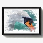 Arty Pie Framed Print Black A2 (24.5x18 Inch) White Swan on a Lake (3) V3, Wood, Multi-Colour, 60 x 42 x 2 cm