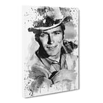 Clint Eastwood No.1 V3 Modern Canvas Wall Art Print Ready to Hang, Framed Picture for Living Room Bedroom Home Office Décor, 30x20 Inch (76x50 cm)