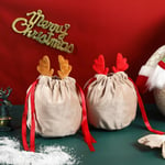 Christmas Candy Bag Antler Bag Sammet Dragsko khaki 1pc