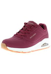 Skechers Women's Uno Stand on Air Sneaker, Burgundy Durabuck, 4 UK