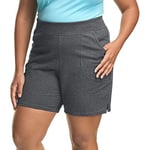 JUST MY SIZE Women's Plus Size Cotton Jersey Shorts, Pull-on Gym Shorts, 7" Inseam, Charcoal Heather, 1X