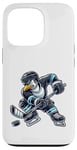 Coque pour iPhone 13 Pro Dessin animé de joueur de hockey pingouin cool