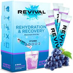 Revival Rapid Rehydration, Electrolytes Powder - High Strength Vitamin C, B1, B3, B5, B12 Supplement Sachet Drink, Effervescent Electrolyte Hydration Tablets - 6 Pack Concord Grape