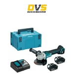 Makita DGA506RFJ 18V 125mm Angle Grinder + 2x3Ah Batts, Charger & MAKPAC 3 Case