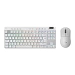 Logitech G PRO X SUPERLIGHT 2 LIGHTSPEED Wireless Gaming Mouse, USB-C Charging, PC & Mac + PRO X TKL LIGHTSPEED Wireless Gaming Keyboard, Tenkeyless, PBT keycaps (QWERTY UK English) - White