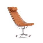 Bruno Mathsson International Jetson 66 Lång dyna fåtölj Elmosoft 54035 cognac-linneväv