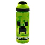 Minecraft Atlantic Creeper Drinks Bottle with Logo Eco Freindly BPA-free Plastic School Water Bottle with Removable straw, spills Proof Perfect Gift for Minecraft fan Officially Merch 600ML