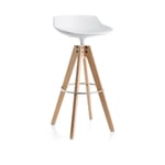 MDF Italia - Flow Stool, VN 4-Legged Oak Base, H65, Natural Oak Frame, Black Shell/Grey Coupling Device - Barstolar & barpallar - Jean-Marie Massaud - Svart - Metall/Trä/Plast