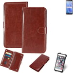 CASE FOR HTC Desire 12s BROWN FAUX LEATHER PROTECTION WALLET BOOK FLIP MAGNET PO