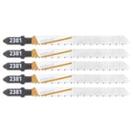 wolfcraft 2651000 Lot de 5 Lames de scie sauteuse HCS longueur dentée/75 mm pas de dents/2,5 mm queue en T