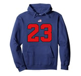 College 23 Number Style Vintage USA Flag Pullover Hoodie